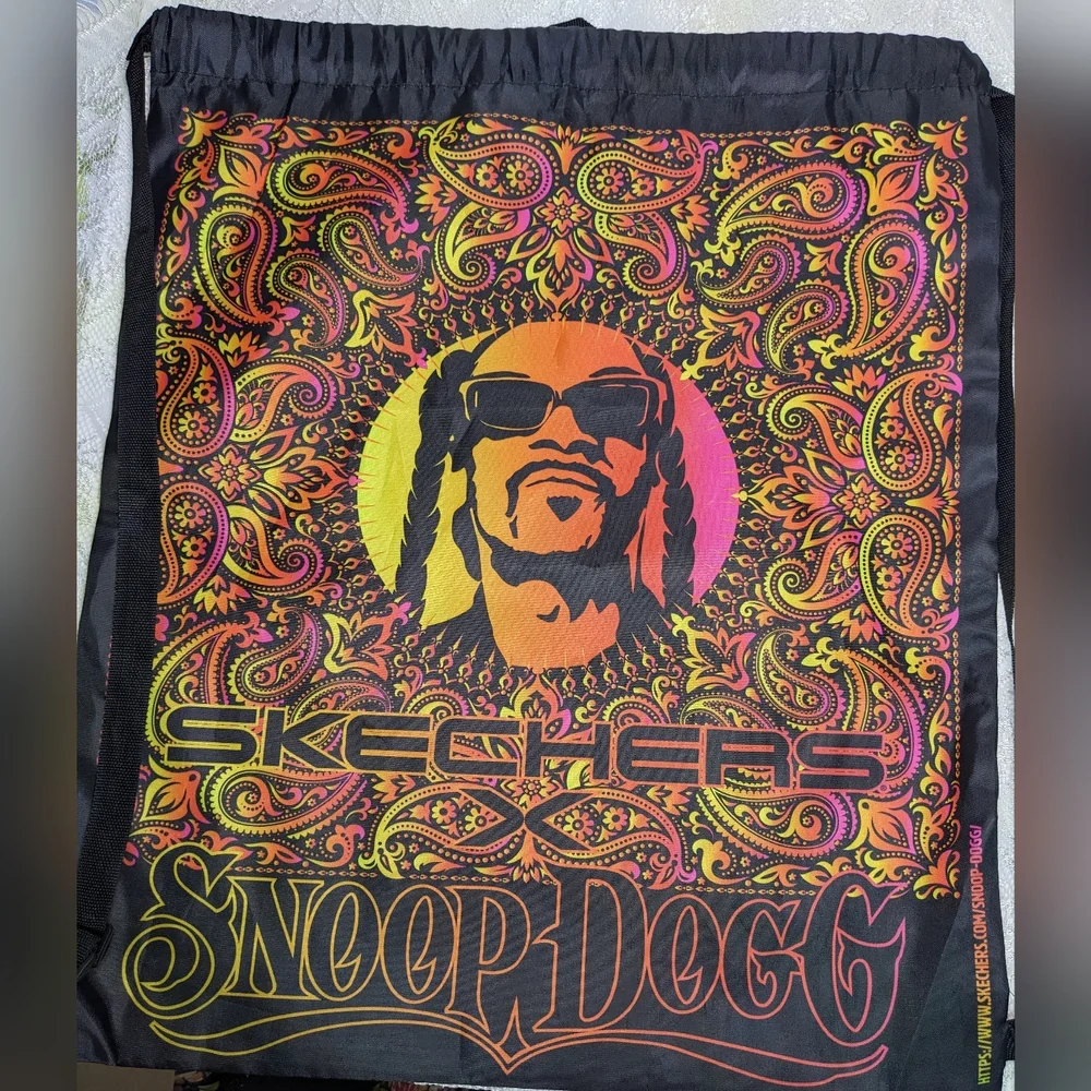 Skechers X Snoop Dogg Lrg Vibrant Design On Black Nylon String Pack, Fo' Shizzle